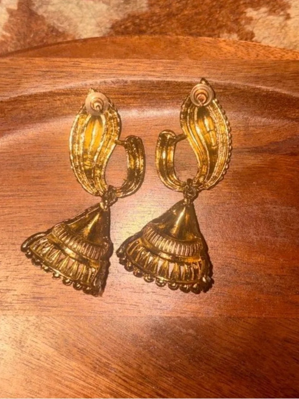 Gold Crystal Jhumka Drop Earrings - Sparkling Gold Tone